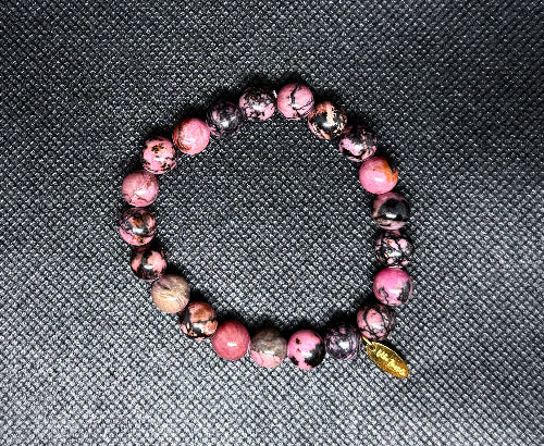 rhodonite meditation love bracelet with charm